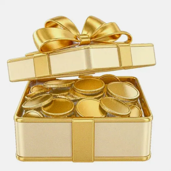 Gift box with coins — SlotsCharm
